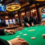 Experience thrilling play at https://ffgg88.com/ with vibrant poker tables and glowing slot machines in an exciting casino scene.