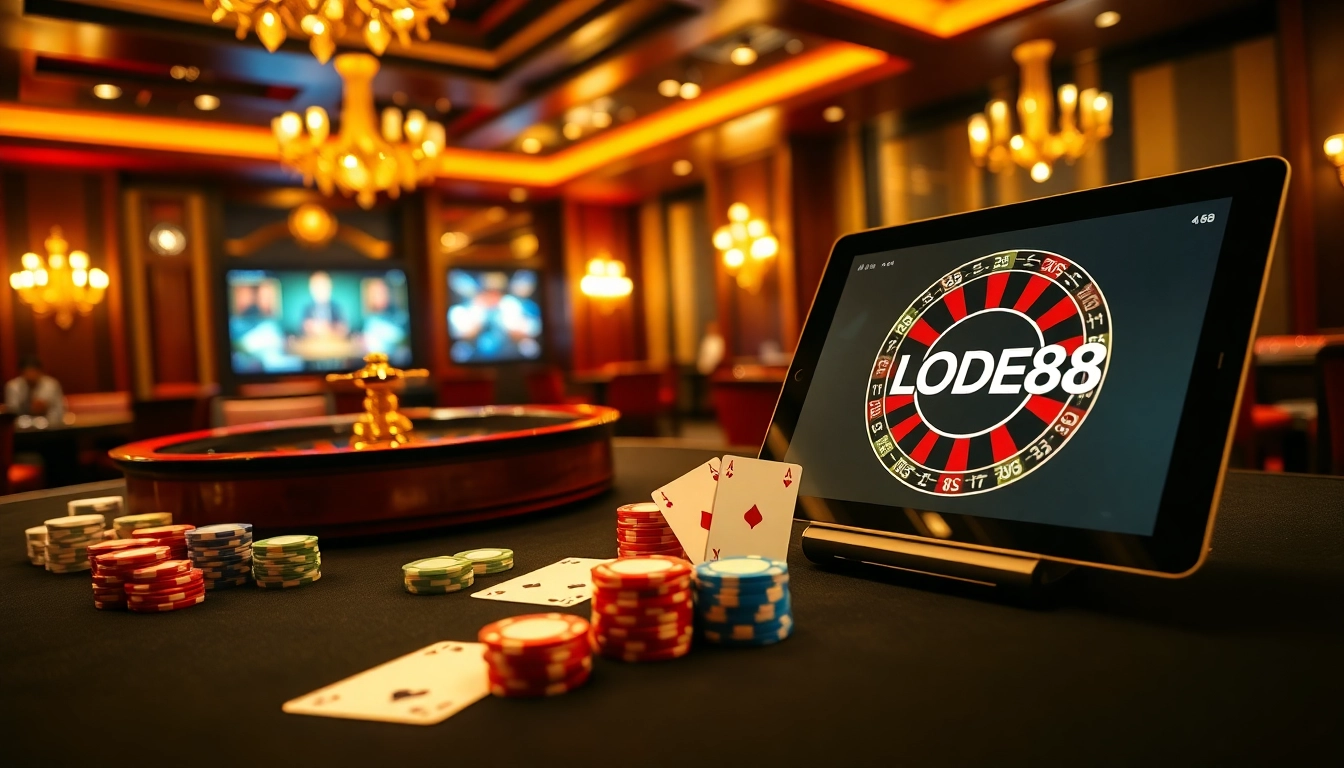 Experience the thrill of winning at LODE88 with luxurious casino elements.