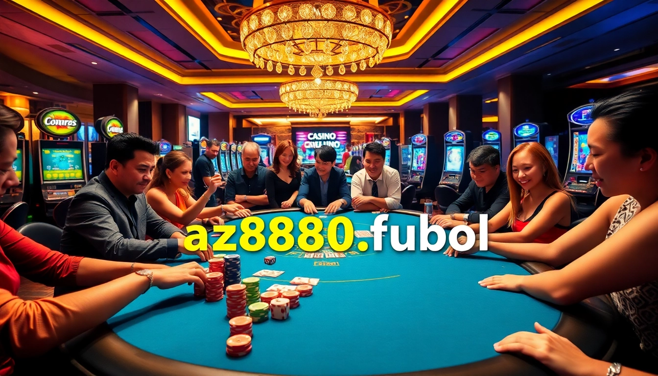 Players enjoying excitement at az888.fubol casino table with vibrant atmosphere.