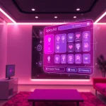Engaging spicy AI chatbot interface in a modern, ambient-lit setting.
