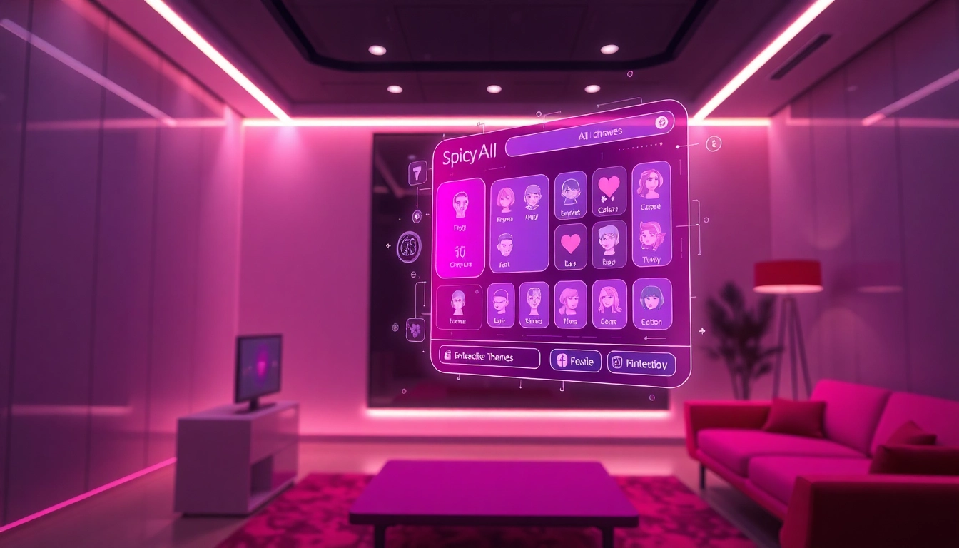 Engaging spicy AI chatbot interface in a modern, ambient-lit setting.