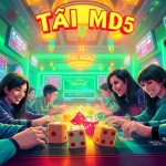 Players immersed in a thrilling Tài Xỉu MD5 game at https://taixiumd5.world, showcasing excitement and technology.