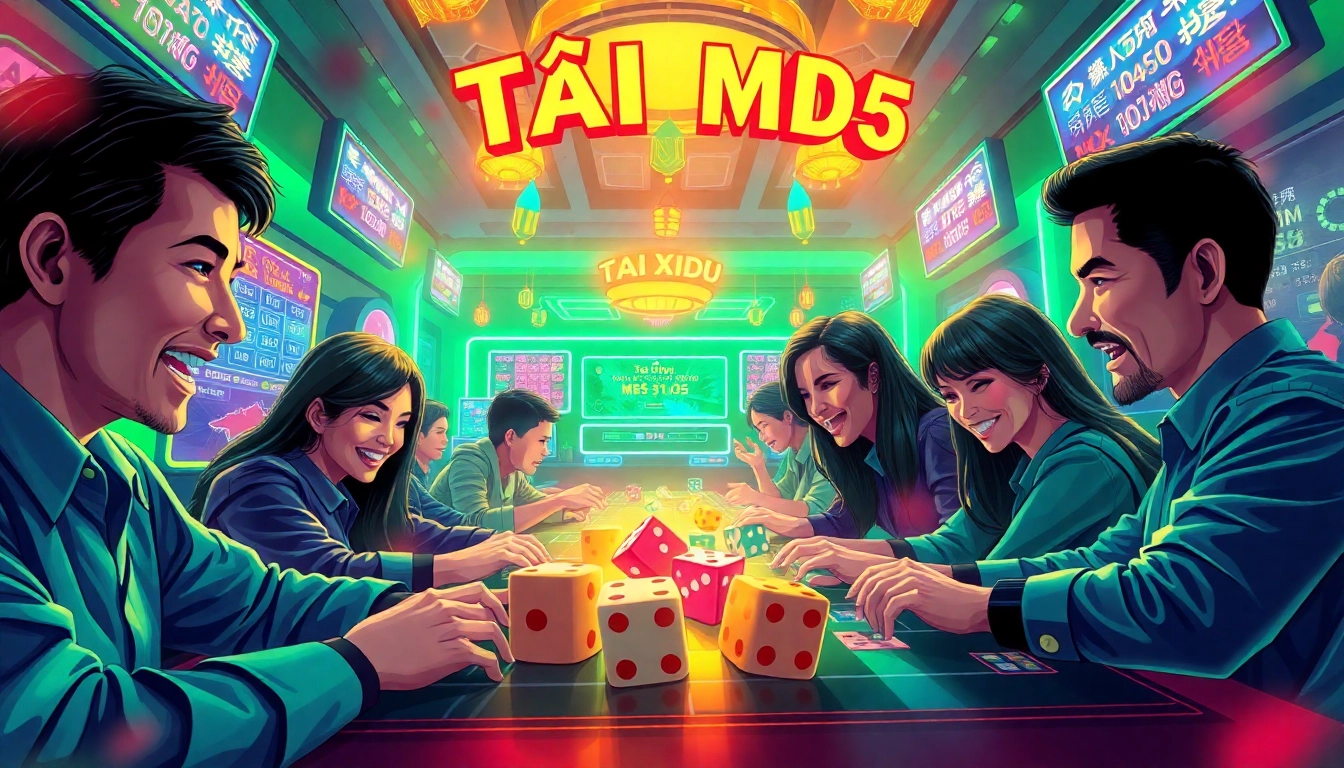 Players immersed in a thrilling Tài Xỉu MD5 game at https://taixiumd5.world, showcasing excitement and technology.