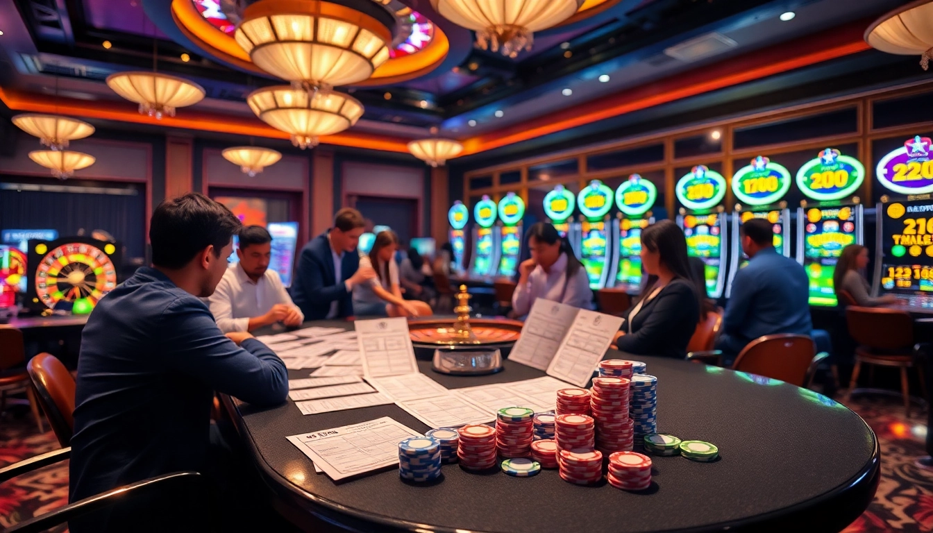 Tỷ lệ kèo bet88 illustrated with vibrant betting slips and casino chips at an exciting gambling table.