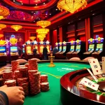 Engage in thrilling gambling action at UU88 with vibrant casino tables, colorful chips, and a lively atmosphere.