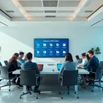 专业人士在协作中使用WPS Office软件的办公场景。
