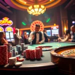 Engaging players at the okfun casino while placing bets at a lively poker table.