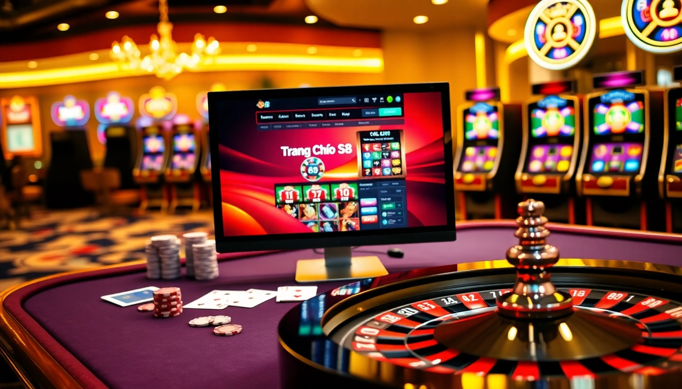 Experience the luxury of Trang Chủ S8 with online betting tables and vibrant casino visuals.