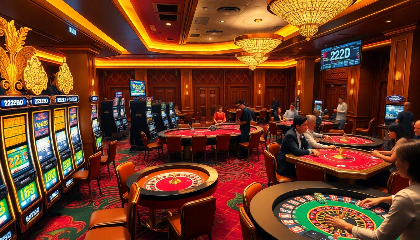 Experience the thrill at 222BD Casino with vibrant slot machines and exciting poker games.