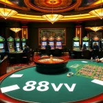 Experience thrilling gameplay at 88vv with vibrant casino tables and engaged players.