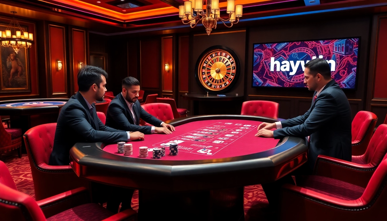 Engage with exhilarating poker stakes at hay.win, featuring chips, cards, and a roulette wheel.