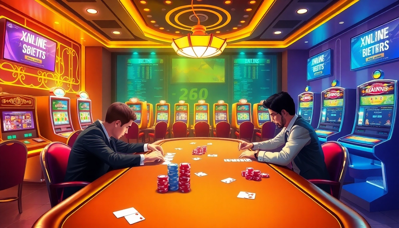 Experience the thrill of xin88 bet with exciting poker action and vibrant casino décor.