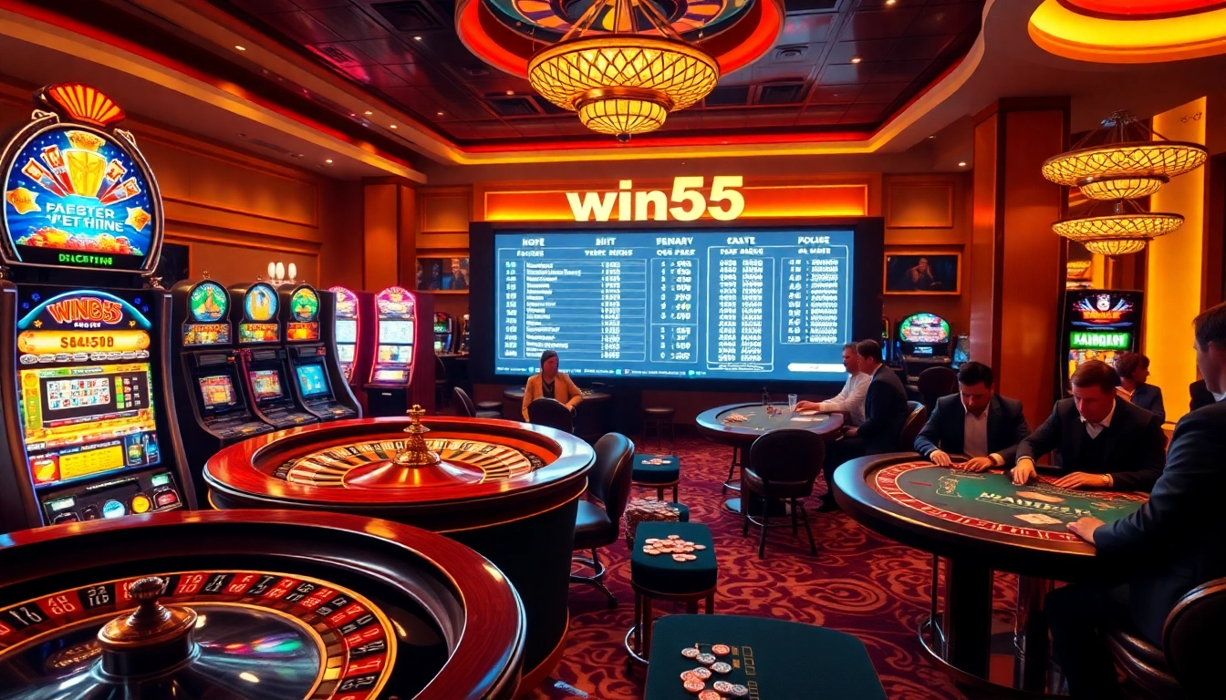 Experience the excitement at win55 with players engaged in lively casino games.