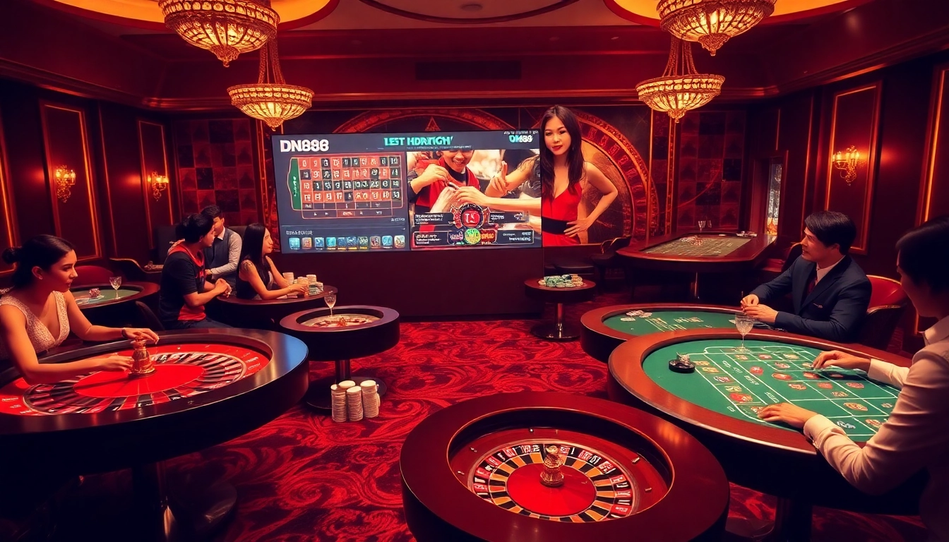 Experience the excitement of casino gaming at DN88 with engaging poker games and vibrant roulette wheels.