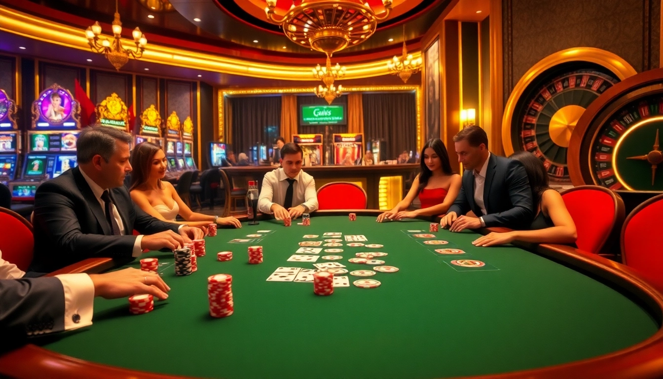 Trải nghiệm cảm giác hồi hộp khi chơi cờ bạc tại https://luck8.com với trò poker đầy thú vị tại một casino sang trọng.