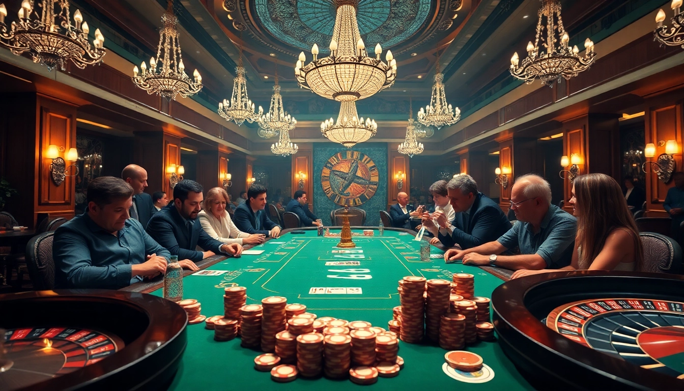 Experience the excitement of B52 poker with vibrant chips and elegant casino decor.