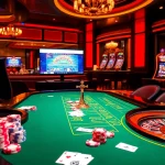 Experience thrilling gaming with LINK LC88 at a luxurious casino table filled with poker chips and cards.