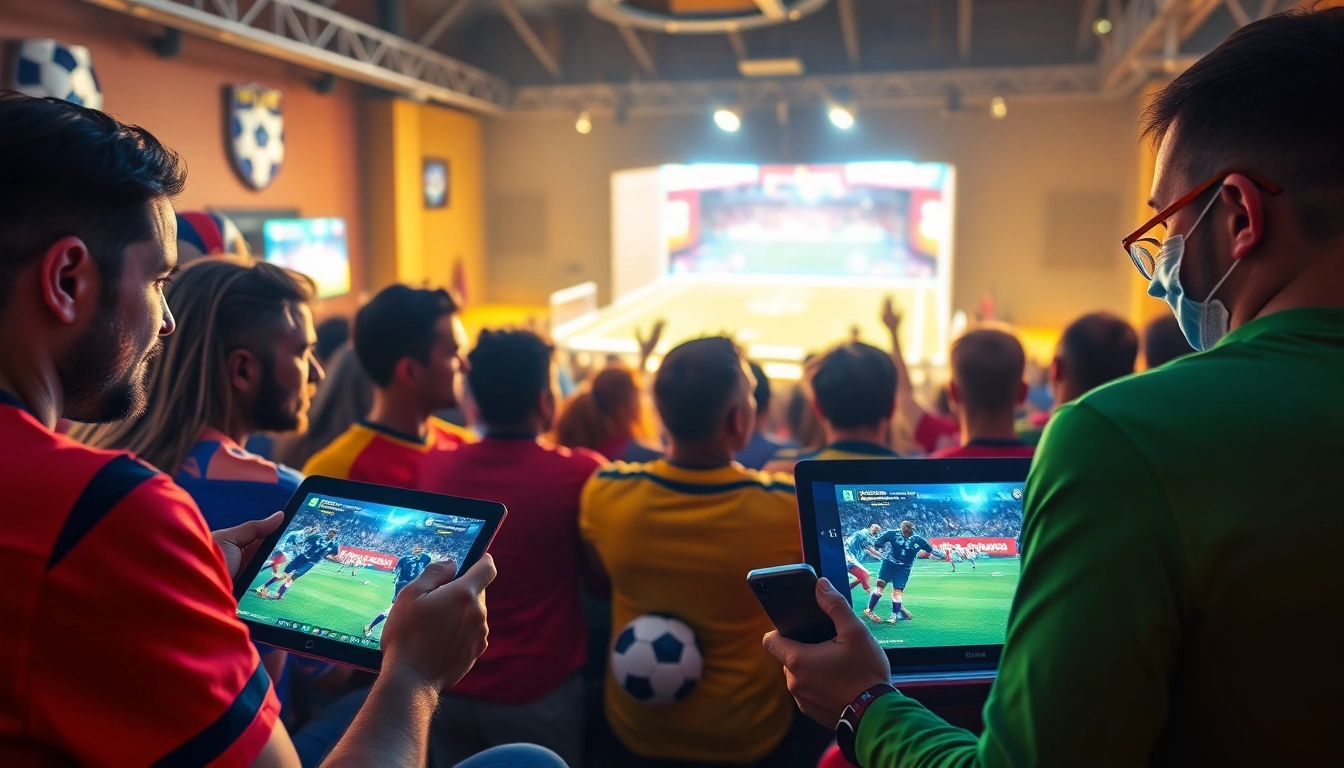 Engaging scene of sports fans enjoying live games on joemadfan.com with excitement and camaraderie.