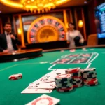 Engaged players at e2bet.com enjoy an exciting poker game with vibrant poker chips and cards.