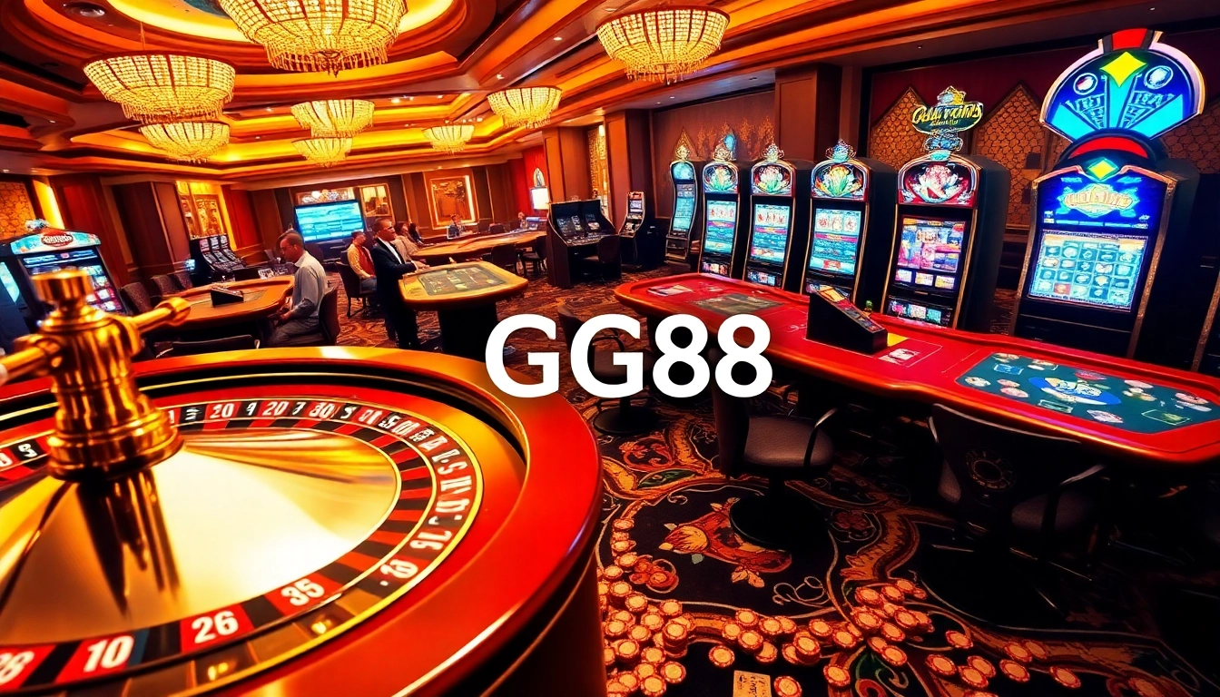 Experience the excitement of GG88 at a vibrant casino featuring roulette and poker games.