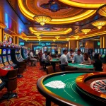 Players experiencing excitement at the 22JL casino, engaging with vibrant slot machines and poker tables.