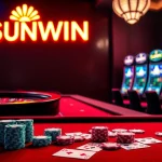 Engage in thrilling gaming at SUNWIN with vibrant casino tables and high-end slot machines.