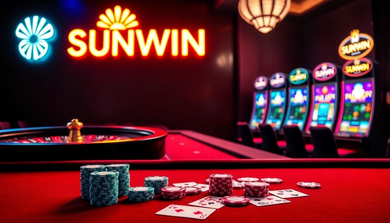 Engage in thrilling gaming at SUNWIN with vibrant casino tables and high-end slot machines.