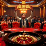 TV88 gaming table with vibrant atmosphere and players celebrating wins.
