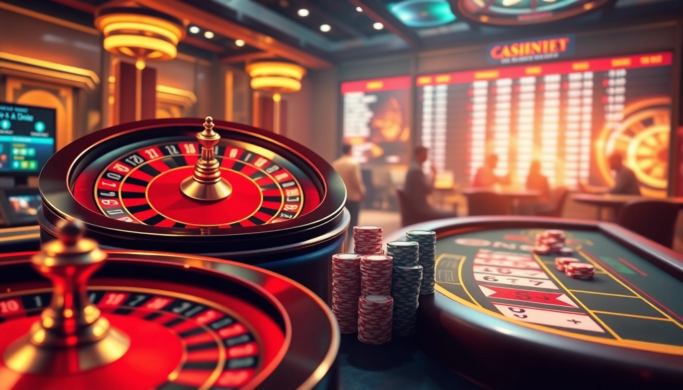 Experience the excitement of BSport nhà cái with vibrant online betting visuals showcasing poker and roulette.