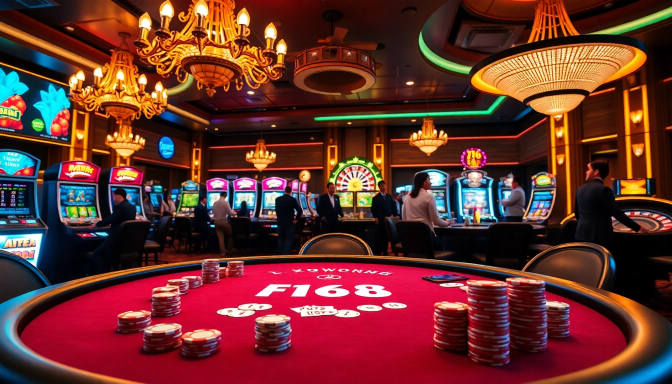 Experience thrilling poker action at F168 Casino, where players engage at high-stakes tables.