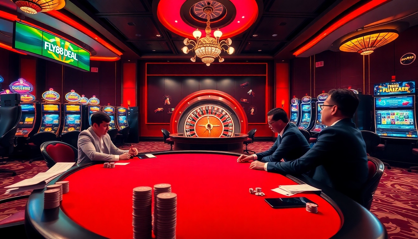 Experience the thrill of winning big at FLY88.DEAL with poker games and vibrant casino visuals.