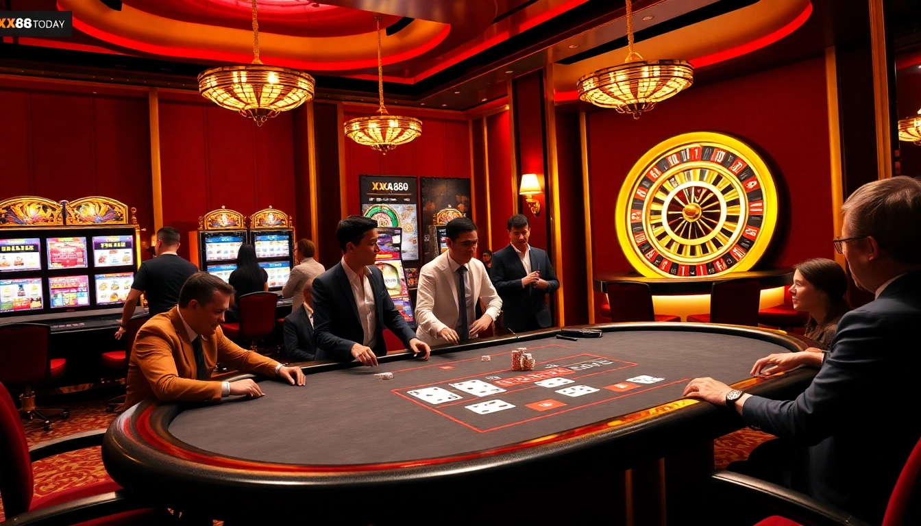 Experience thrilling gambling action at https://xx88.today/ with luxurious poker tables, vibrant slots, and roulette excitement.