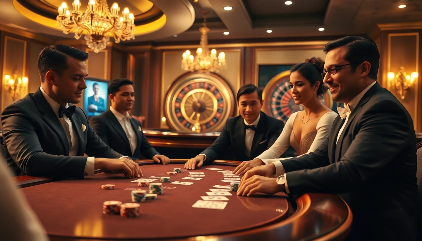 Players at a ww88 poker table engage in a thrilling casino game, showcasing vibrant chips and cards.