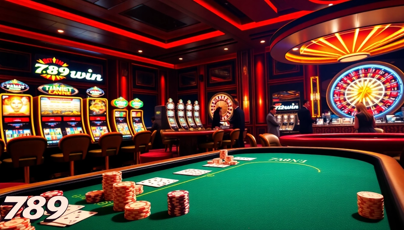 Experience the thrill of 789win with vibrant casino tables, exciting slot machines, and luxurious ambiance.