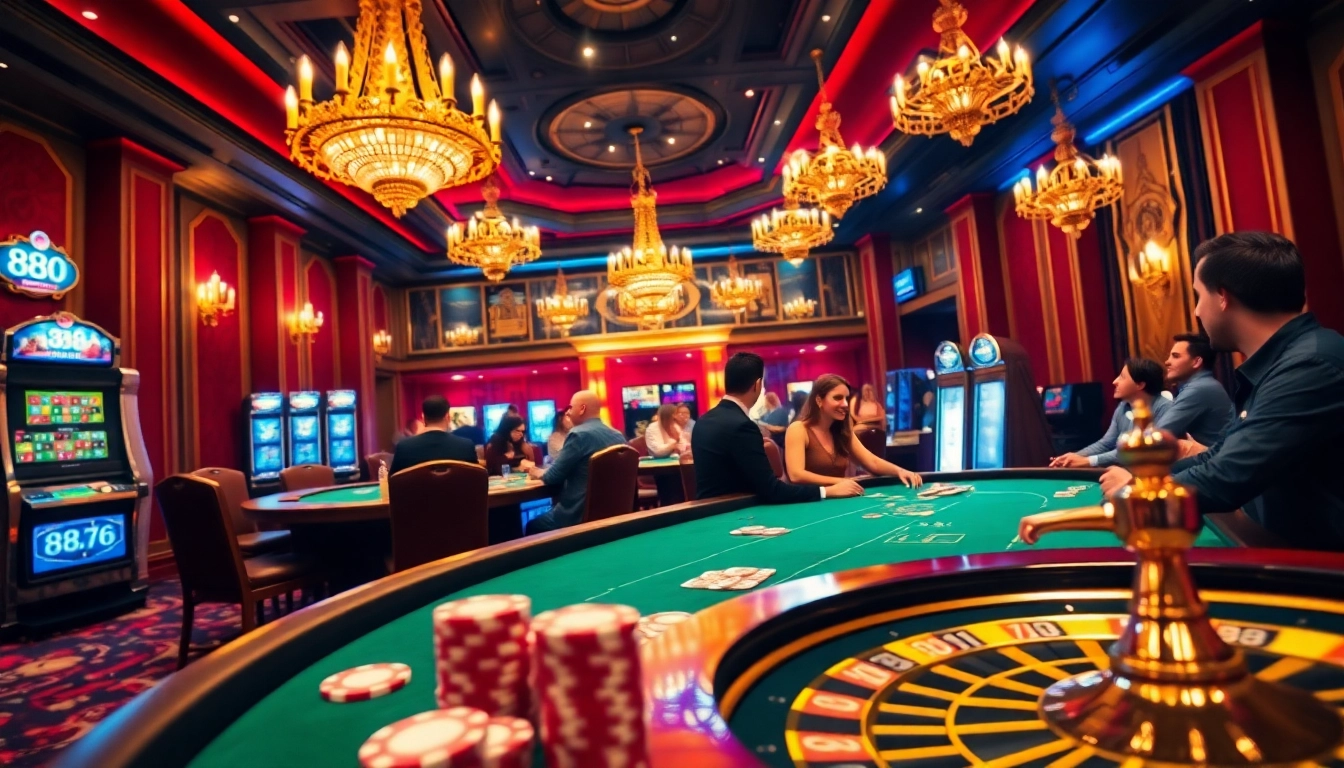 Players enjoying a poker game at 888vi, highlighting high-stakes excitement and luxury.