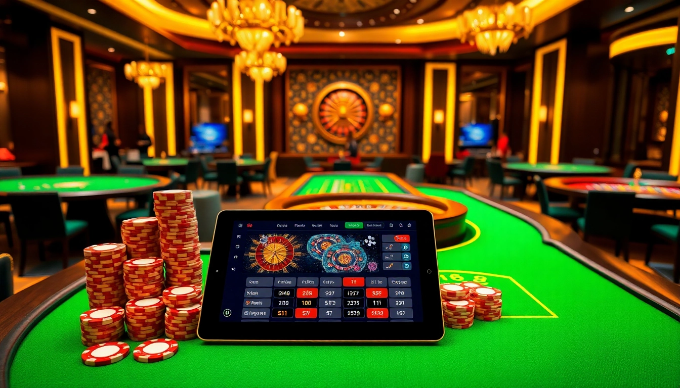 Experience the luxury of gambling at Trang chủ Lu88 with vibrant roulette wheels and poker tables.