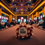 Experience the thrill of NK 88 at a luxurious casino poker table with vibrant chips and exciting gameplay.