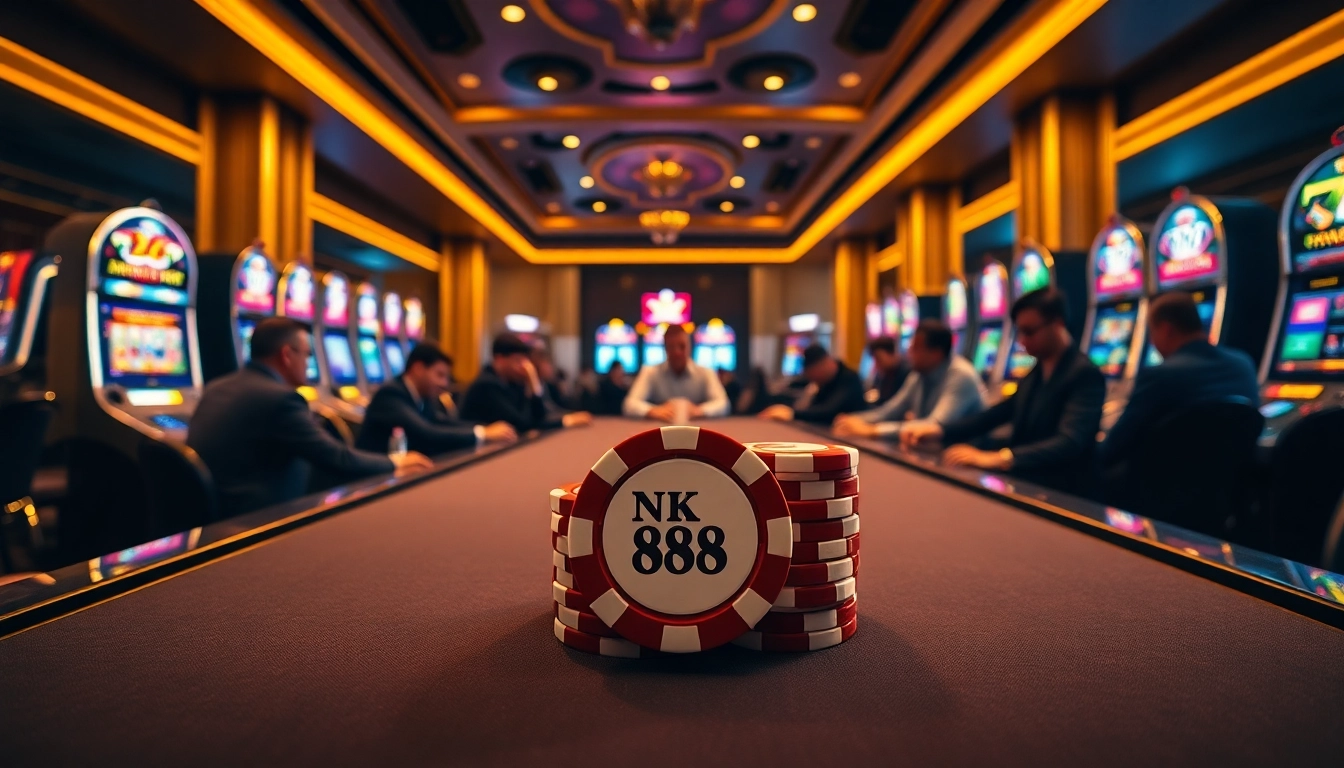 Experience the thrill of NK 88 at a luxurious casino poker table with vibrant chips and exciting gameplay.