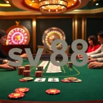 Experience the excitement of high-stakes poker at a luxurious casino table focused on sv88.vt gameplay.
