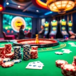 Exciting gameplay action at go88 online casino with poker chips and roulette wheel.