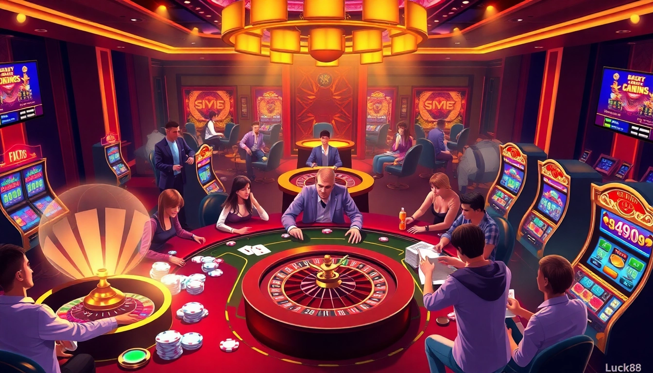 Luck8 casino offers an exciting gaming experience with vibrant slot machines and strategic poker action.