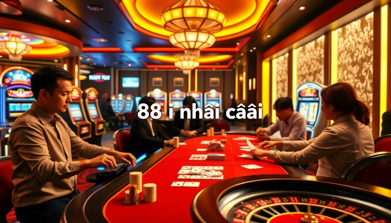 Players enjoying casino games at 88i nhà cái with vibrant slots and engaging tables.