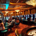 Experience thrilling slot action at https://www.slots899.com/ with vibrant players and elegant casino decor.