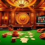 Experience the thrill at https://6rwin33.com/ with a luxurious casino scene showcasing poker and roulette.