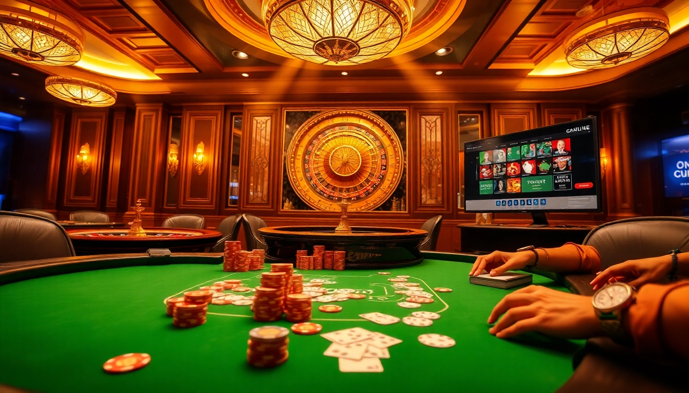 Experience the thrill at https://6rwin33.com/ with a luxurious casino scene showcasing poker and roulette.
