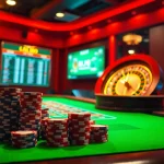 Engaging scene showcasing Nhà Cái Uy Tín with vibrant casino tables and exciting betting interfaces.