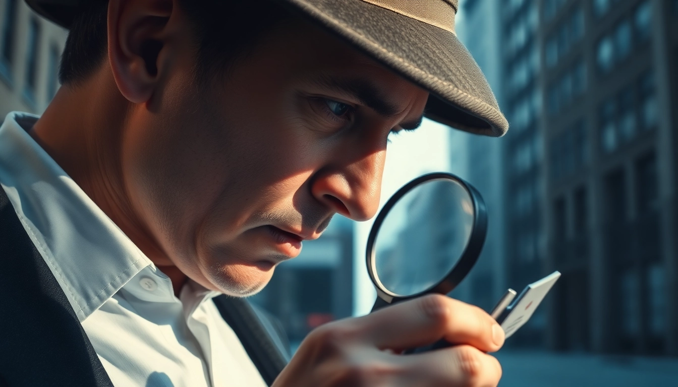 Engaging scene depicting infidelity investigations with a detective exploring clues in an urban environment.