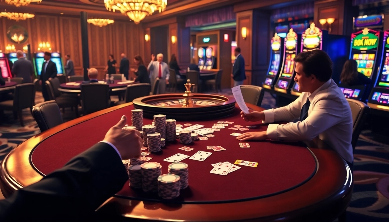 Experience the thrill of 888NOW online with an exciting casino scene featuring poker, roulette, and slot machines.