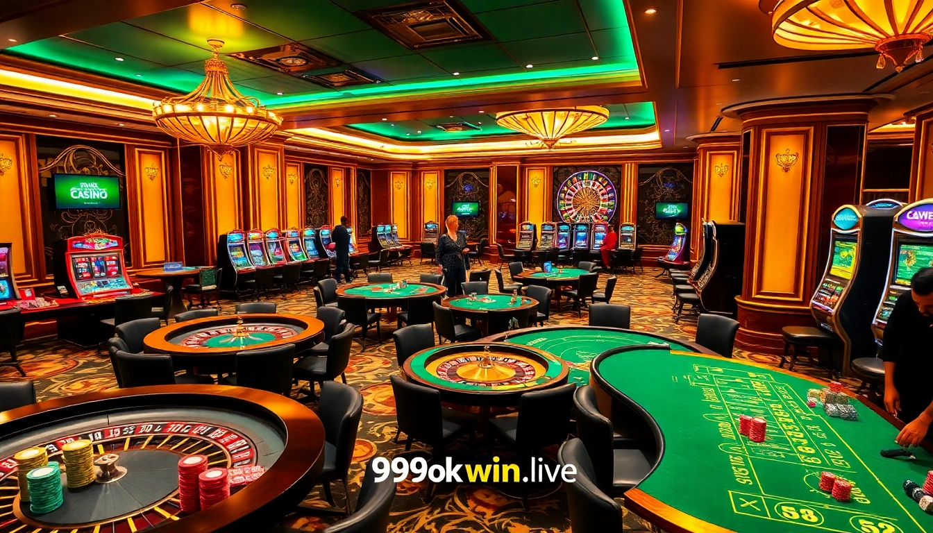 Experience the thrill of gaming at 99okwin.live with vibrant tables and poker chips.