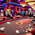 Players enjoying games at https://fly88seo.com/ in a luxurious casino atmosphere with vibrant details.